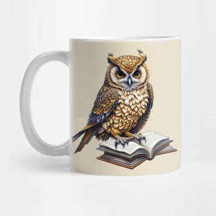 A Wise Owl Reading a Book Mug